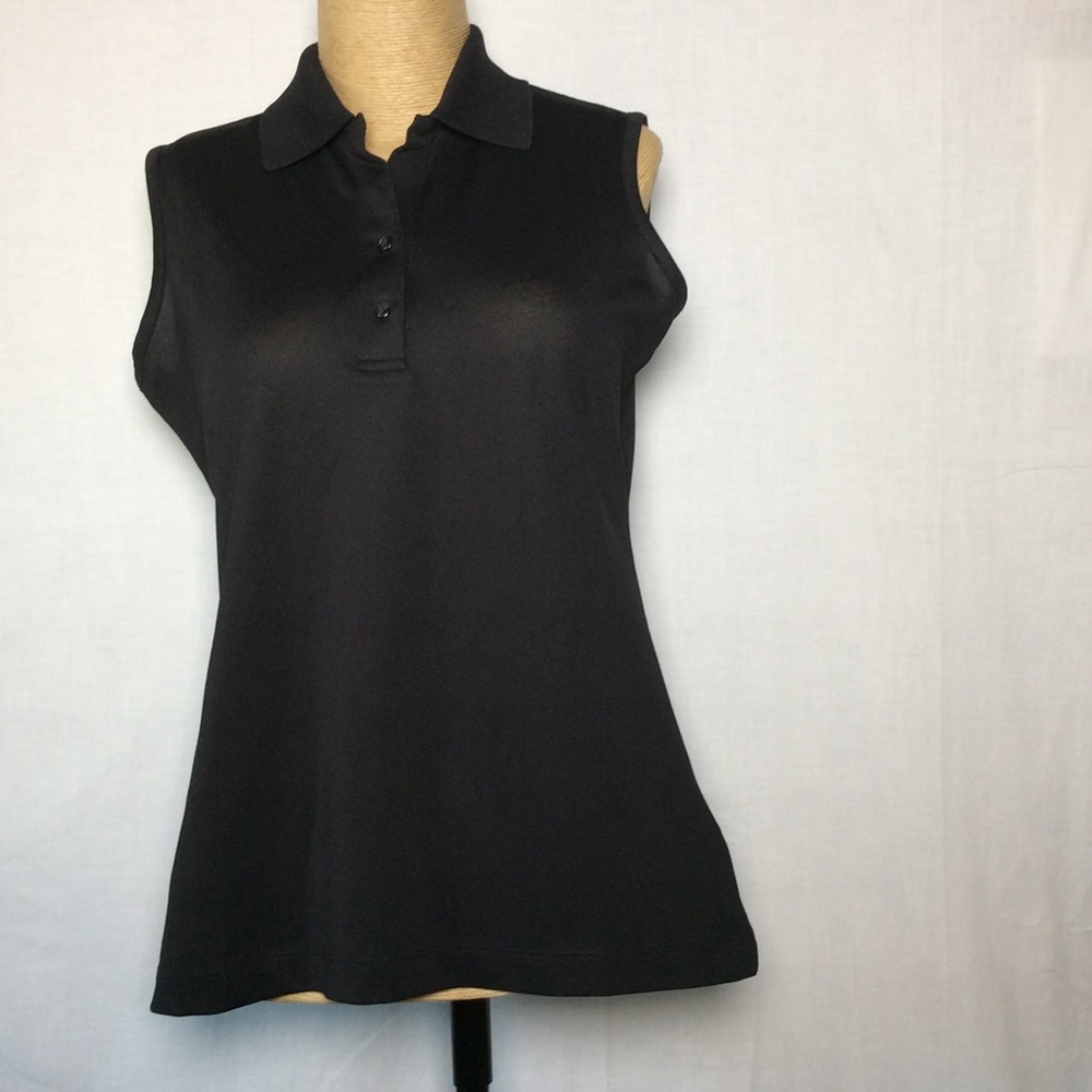 Greg Norman Women"s Play Dry Black Golf Sleeveless Polo Sz S